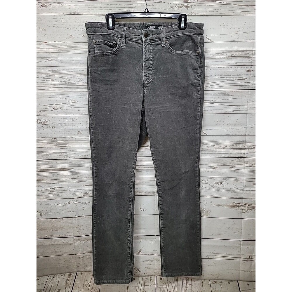 Lauren Ralph Lauren Gray Corduroy Black Label Women’s 12 Midrise Straight Pants